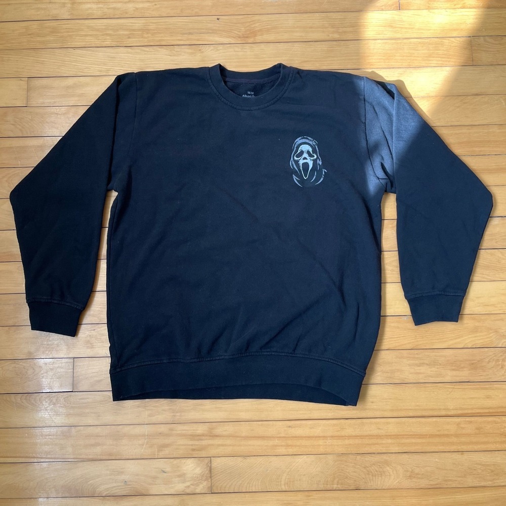 Ghost Face Racing Scream Horror Graphic Sweatshirt Black Crewneck Mens Medium